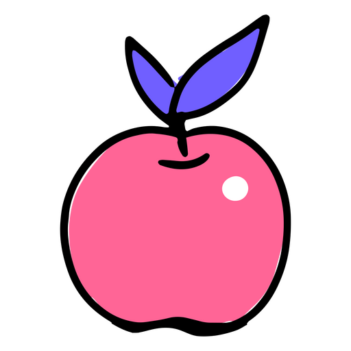 Rosafarbener Apfel mit violetten Blättern PNG-Design