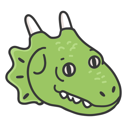 Green triceratops head cartoon PNG Design
