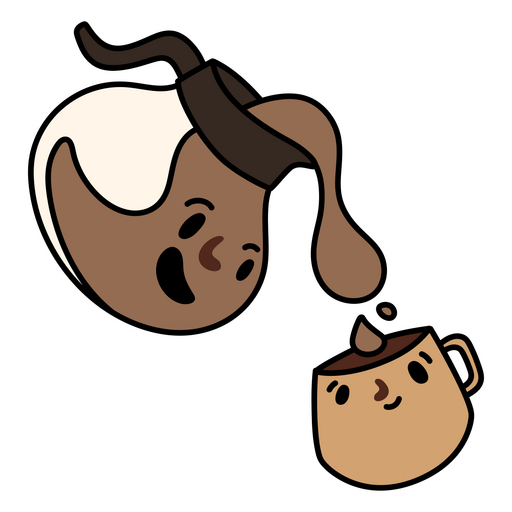 Coffee pot and cup cartoon PNG Design