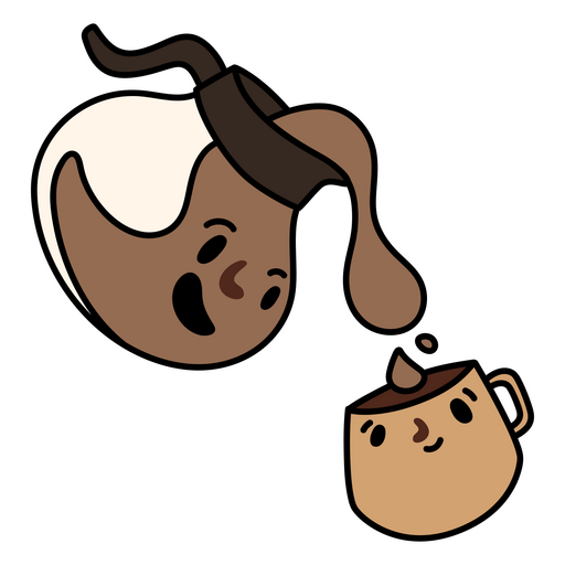 Kaffeekanne und Tassenkarikatur PNG-Design