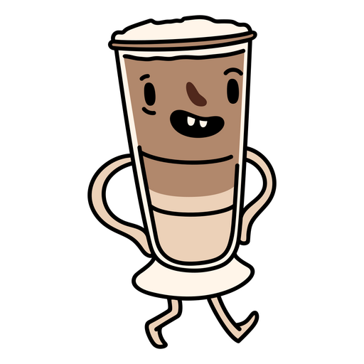 Iced coffee cartoon character PNG Design