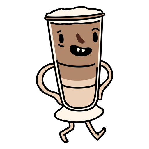 Personagem de desenho animado de café gelado Desenho PNG