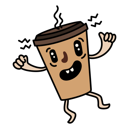 Dibujos animados de taza de café para llevar loco Diseño PNG
