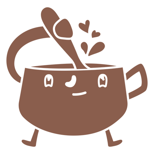 Coffee cup cut out cartoon character PNG Design
