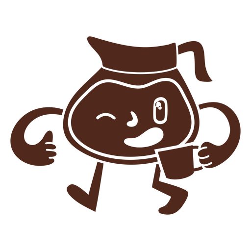 Bule de café engraçado cortado bebendo dos desenhos animados Desenho PNG