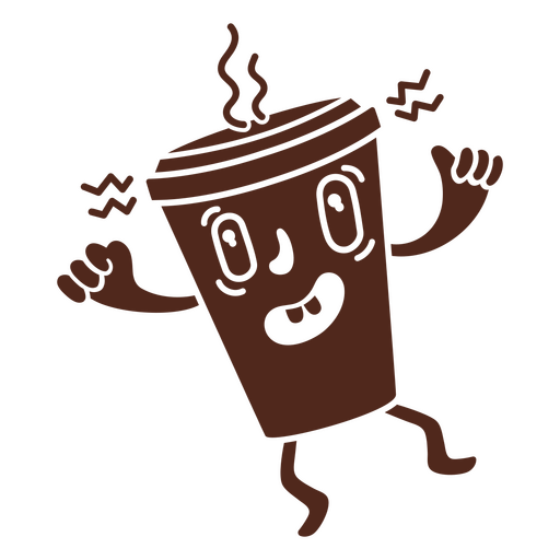 Xícara de café cortada desenho animado leve embora louco Desenho PNG