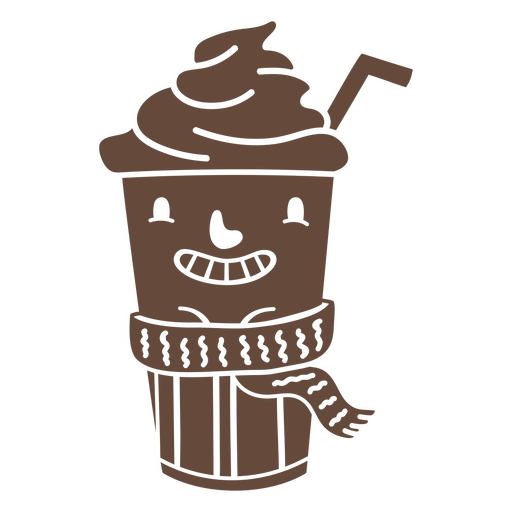 Iced coffee winter cut out cartoon PNG Design