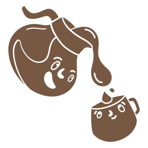 Bule de café e xícara cortadas em desenho animado Desenho PNG