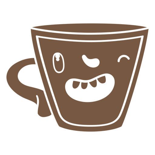 Taza de café de dibujos animados con una gran sonrisa Diseño PNG