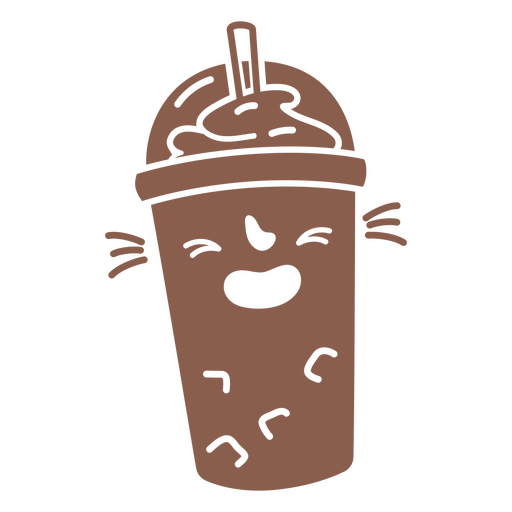 Xícara de café cremosa sorridente recortada silhueta Desenho PNG