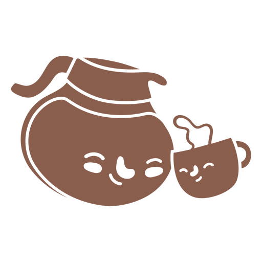 Taza de café y cafetera sonrientes Diseño PNG