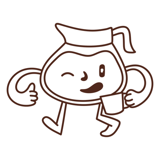 Engraçado pote de café cheio de derrame bebendo Desenho PNG