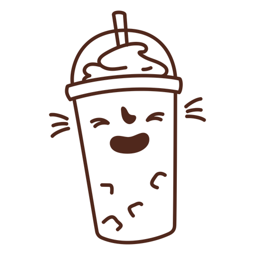 Iced coffee filled stroke character PNG Design