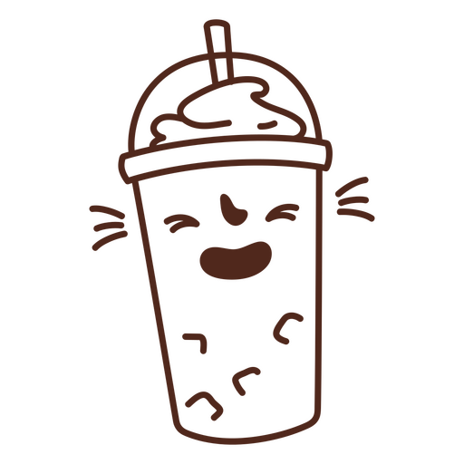 Personagem de traço cheio de café gelado Desenho PNG