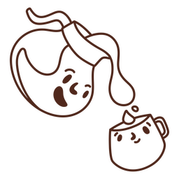 Refil de desenhos animados de acidente vascular cerebral cheio de cafeteira Desenho PNG