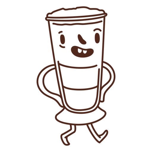 Iced coffee filled stroke cartoon PNG Design