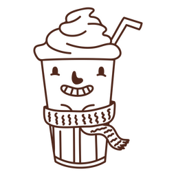 Eiskaffee Winter gefüllt Schlaganfall Cartoon PNG-Design