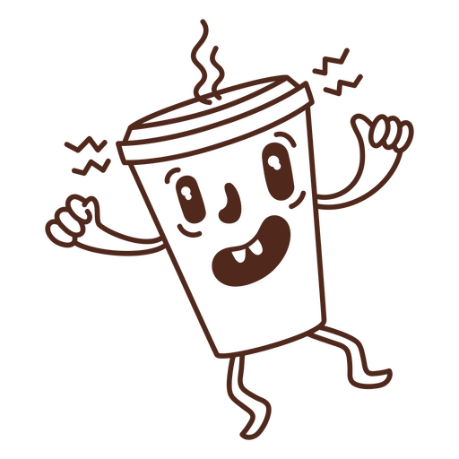 Energetische Kaffee-Plastikbecher-Karikatur PNG-Design