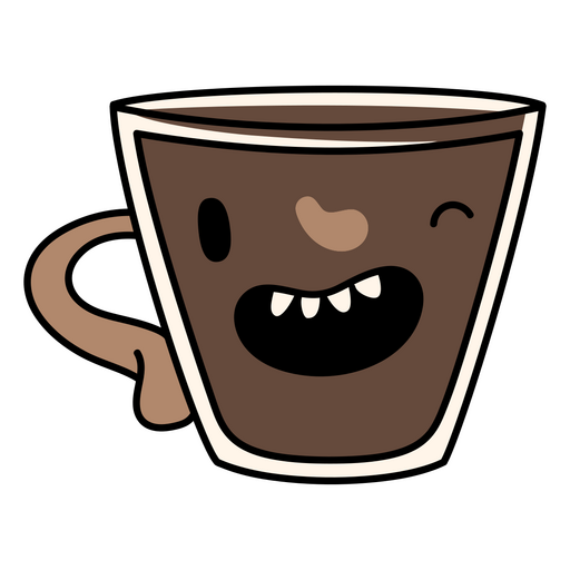 Historieta sonriente divertida de la taza de caf? Diseño PNG