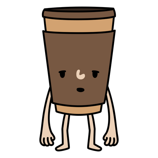 Tired coffee cup cartoon    PNG Design