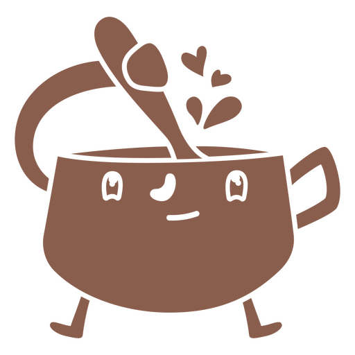 Linda taza de café mezclándose con una cuchara Diseño PNG