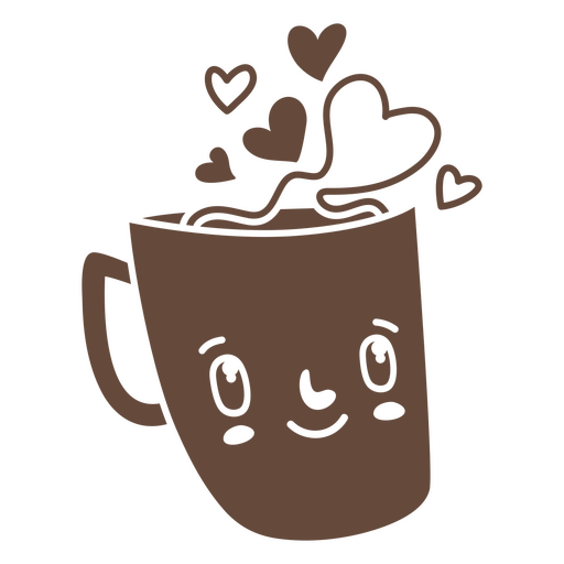 Romantische Kaffeetasse ausgeschnittene Silhouette PNG-Design