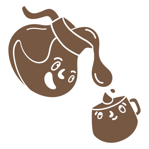 Bule de café derramando café em uma xícara Desenho PNG