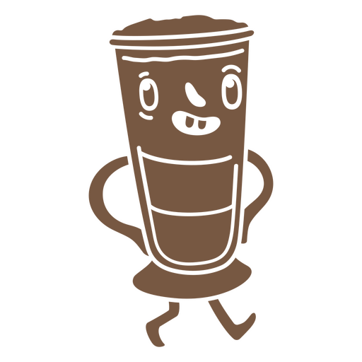 Xícara de café grande andando com confiança Desenho PNG