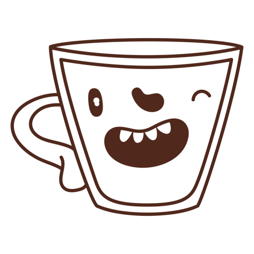 Taza de café guiñando un ojo Diseño PNG