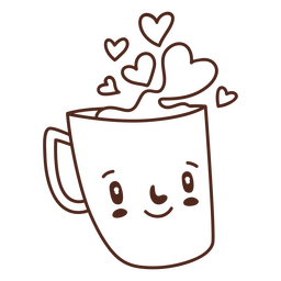 Cute Coffee Mug Cartoon PNG & SVG Design For T-Shirts