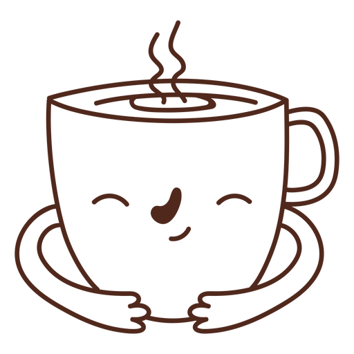 Steamy coffee mug cartoon with a cute expression PNG Design