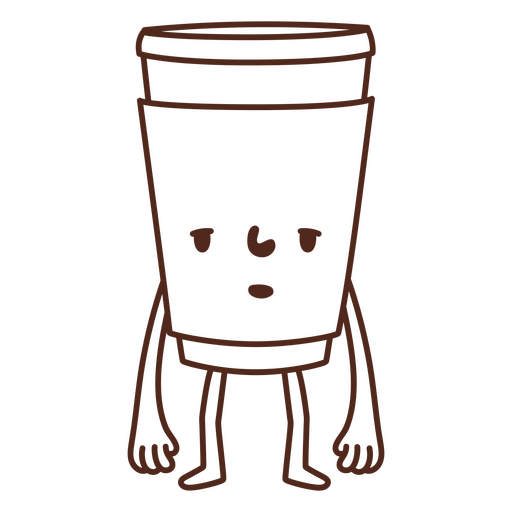 Coffee cup with tired expression PNG Design