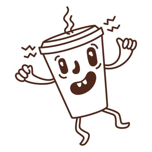 Xícara de café com expressão vibrante Desenho PNG