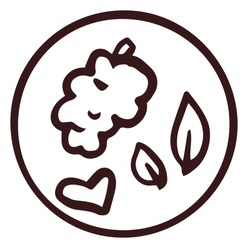 Strawberry with leaves doodle outline PNG Design