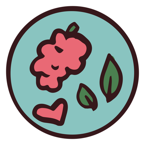 Strawberry with leaves doodle drawing PNG Design