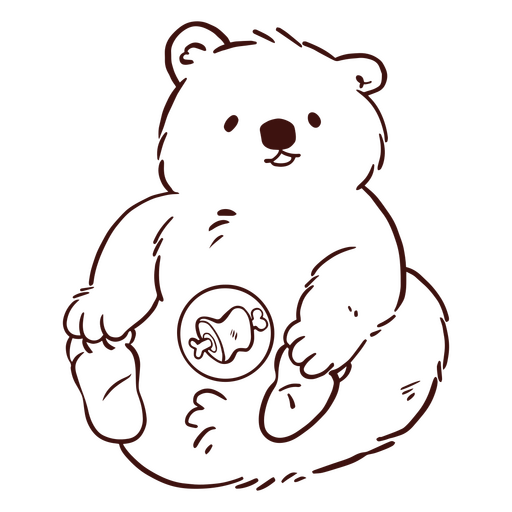 Hand-drawn bear cartoon with cutaway section PNG Design