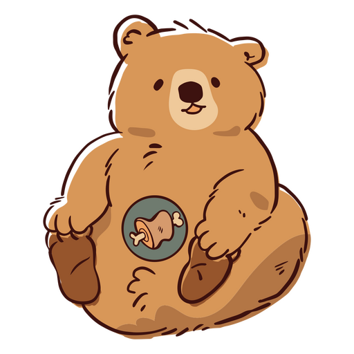 Caricatura de urso com uma seção cortada Desenho PNG