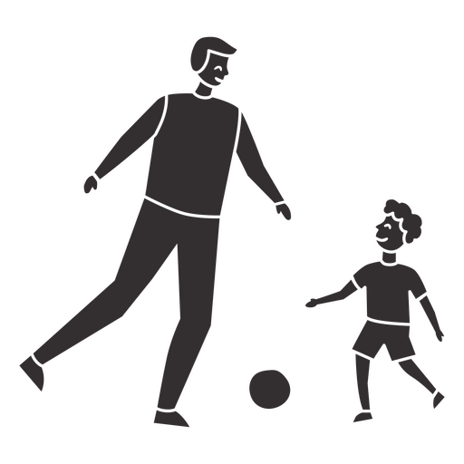 Padre e hijo jugando con una pelota Diseño PNG