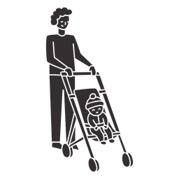 Cut-out silhouette of adult caring for a baby PNG Design