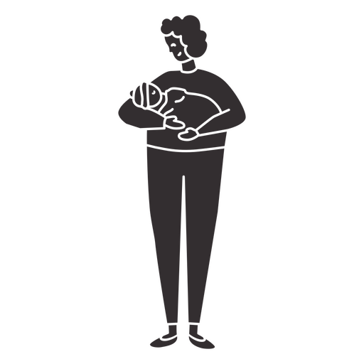 Cut-out silhouette of adult holding a baby in their arms PNG Design