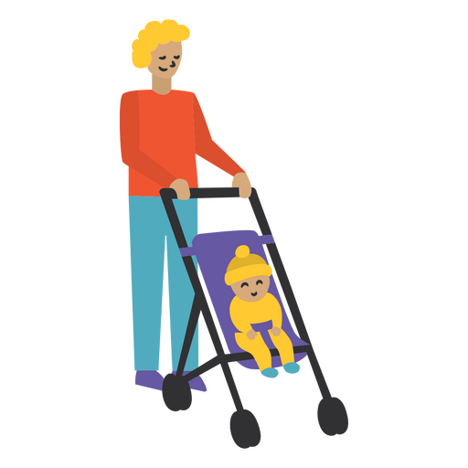 Adult walking a baby in a stroller PNG Design