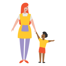 Adult holding a kid by the hand PNG Design
