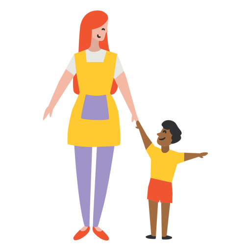 Adult holding a kid by the hand PNG Design