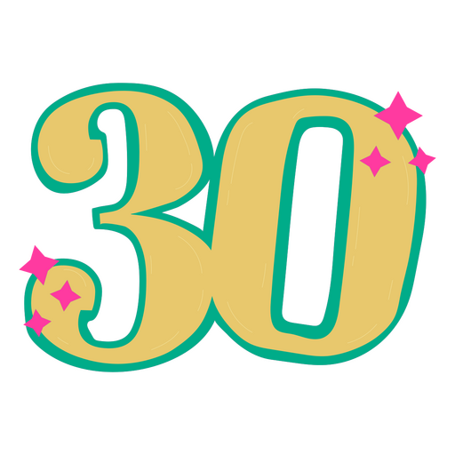 30th birthday number PNG Design