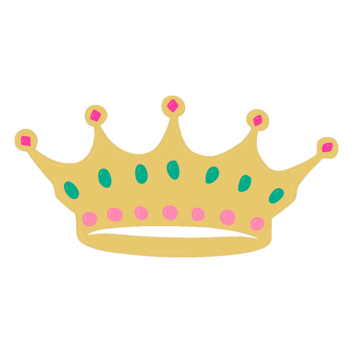 Yellow crown with colored stones PNG Design