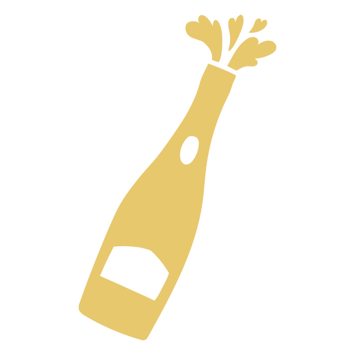 Yellow champagne bottle cut-out silhouette PNG Design