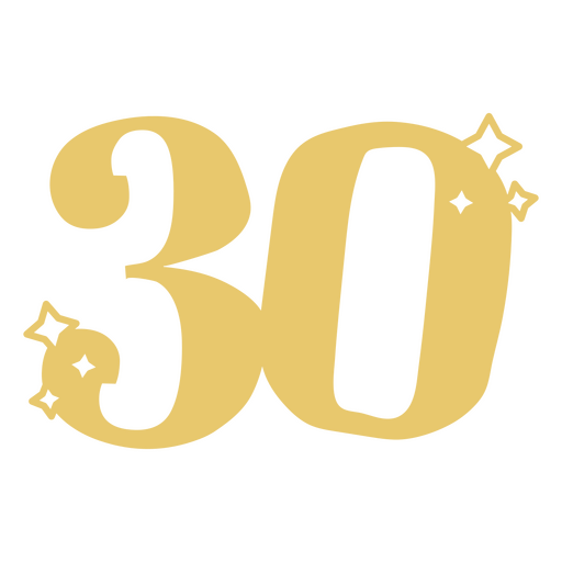 Dekorative Zahl 30 in Anspielung auf den 30. Geburtstag PNG-Design
