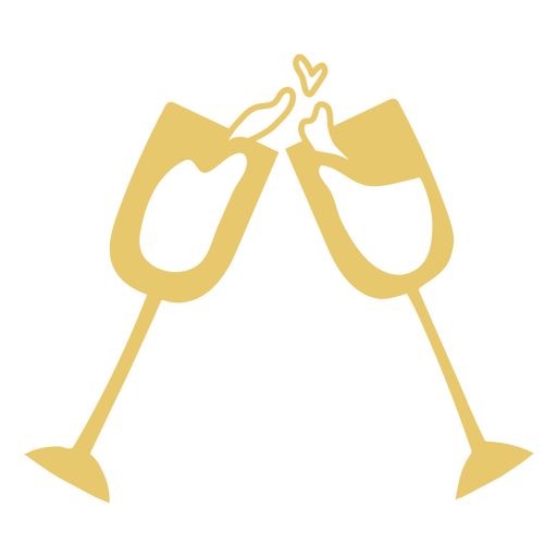 Cutout silhouette of glasses in a toast PNG Design