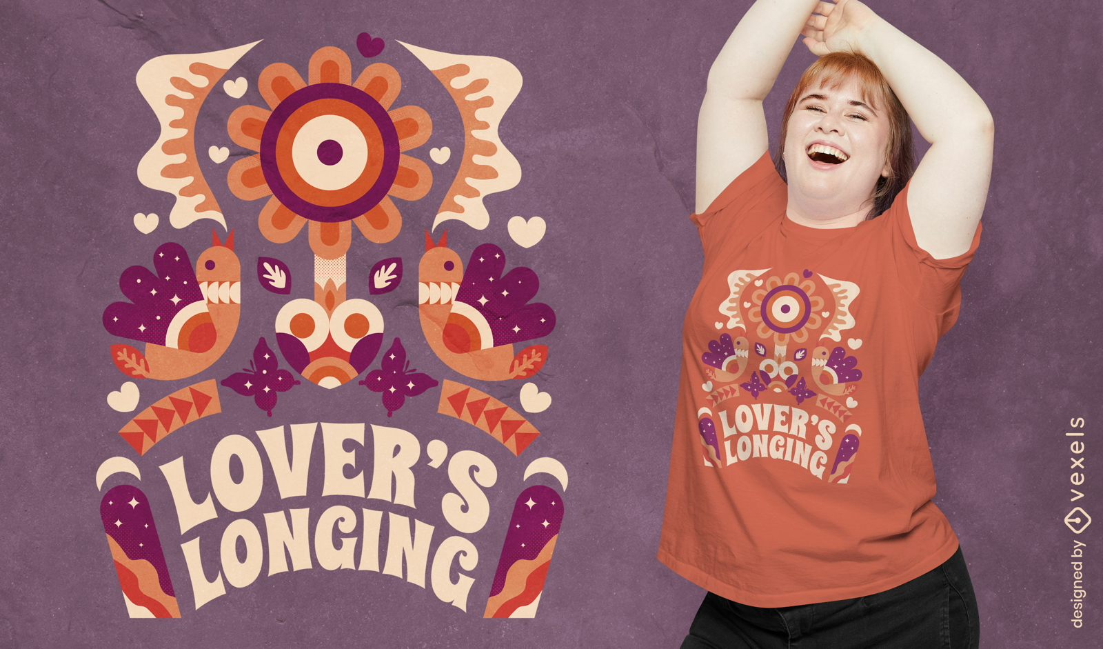 Valentinstag Hippie 60er T-Shirt-Design