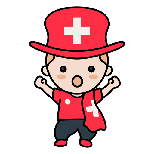 Cute soccer fan of Switzerland PNG Design